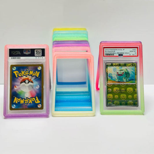 TPU Hard Protective Case for PSA 35PT Graded Cards – Full Coverage Shockproof Bumper with Gradient Glitter Colors (Pokémon Compatible)
